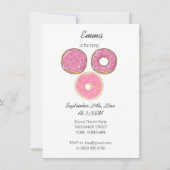 Invitation Aquarelle mignonne rose 3 beignets thème d'anniver (Devant)