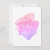 Invitation Aquarelle mignonne rose Peach violet Baby shower F (Dos)