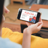 Invitation Aquarelle mignonne Rouge Blanc Bleu 4 juillet