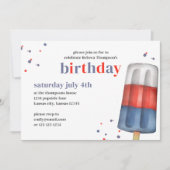 Invitation Aquarelle mignonne Rouge Blanc Bleu Popsicle été (Devant)