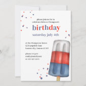 Invitation Aquarelle mignonne Rouge Blanc Bleu Popsicle été (Devant)