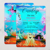 Invitation Aquarelle mignonne Sea Animaux fête d'anniversaire (Devant / Derrière)