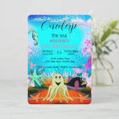 Invitation Aquarelle mignonne Sea Animaux fête d'anniversaire (Debout devant)