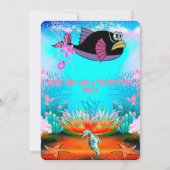 Invitation Aquarelle mignonne Sea Animaux fête d'anniversaire (Dos)