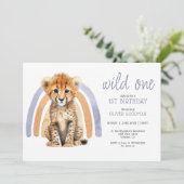 Invitation Aquarelle mignonne Wild One Garçon 1er Anniversair (Debout devant)
