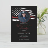 Invitation Aquarelle mince Red Line Drapeau Parti de retraite (Debout devant)