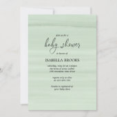 Invitation Aquarelle minimale baby shower vert menthe (Devant)