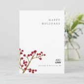 Invitation Aquarelle minimale Berry Fir Noël d'entreprise (Debout devant)