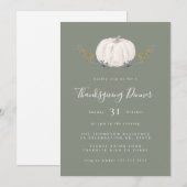 Invitation Aquarelle minimale Citrouille Halloween Sage Green (Devant / Derrière)