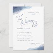 Invitation Aquarelle minimale Dusty Blue Calligraphy Mariage (Devant)