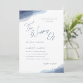 Invitation Aquarelle minimale Dusty Blue Calligraphy Mariage (Debout devant)