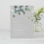 Invitation Aquarelle minimale Eucalyptus Monogramme vert (Debout devant)