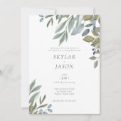 Invitation Aquarelle minimale feuille Sage Mariage de verdure (Devant)