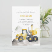 Invitation Aquarelle minimaliste Cement Camion Anniversaire (Debout devant)