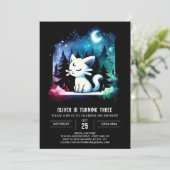 Invitation Aquarelle minimaliste Chat Anniversaire (Debout devant)