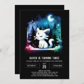 Invitation Aquarelle minimaliste Chat Anniversaire (Devant / Derrière)