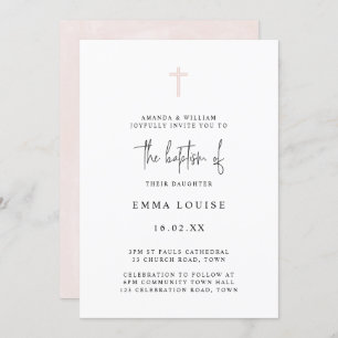 Invitation Aquarelle minimaliste élégante Baptême manuscrit