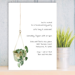 Invitation Aquarelle minimaliste Fête de chauffage domestique