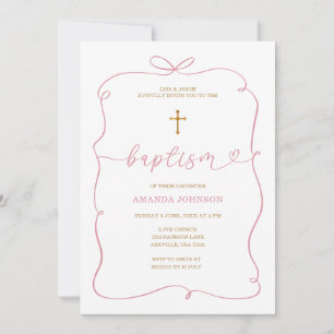 Invitation Aquarelle minimaliste Fille Christening Baptême
