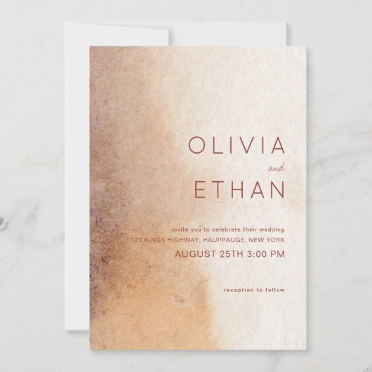 Invitation Aquarelle minimaliste Mariage rustique (Devant)