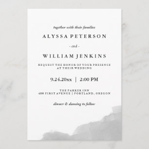 Invitation Aquarelle minimaliste moderne gris