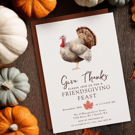 Invitation Aquarelle minimaliste Turquie Thanksgiving