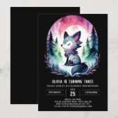 Invitation Aquarelle minimaliste Wolf Anniversaire (Devant / Derrière)