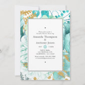 Invitation Aquarelle Mint Floral Couples Douche (Devant)