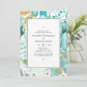 Invitation Aquarelle Mint Floral Couples Douche (Debout devant)