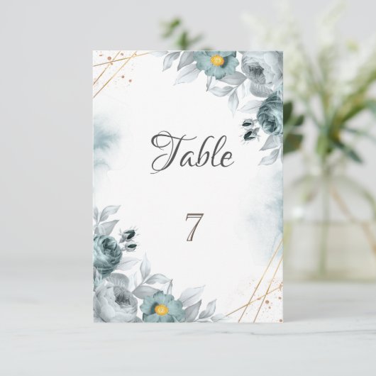 Invitation Aquarelle Mint Roses verts (Debout devant)