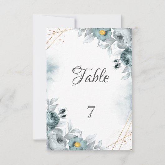 Invitation Aquarelle Mint Roses verts (Dos)