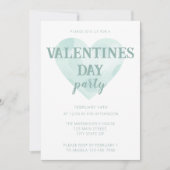 Invitation Aquarelle Mint Vert Coeurs Valentines Jour fêtes (Devant)