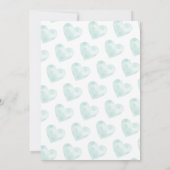 Invitation Aquarelle Mint Vert Coeurs Valentines Jour fêtes (Dos)
