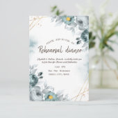 Invitation Aquarelle Mint Vert Roses Dîner de répétition (Debout devant)