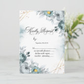 Invitation Aquarelle Mint vert Roses RSVP (Debout devant)