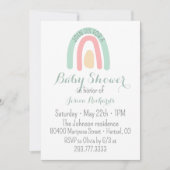 Invitation Aquarelle minty arc-en-ciel Baby shower fille (Devant)