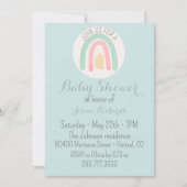 Invitation Aquarelle minuscule Baby shower arc-en-ciel bleu (Devant)