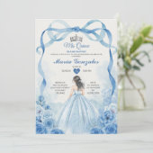 Invitation Aquarelle Mis Quince Dusty Blue Quinceañera (Debout devant)
