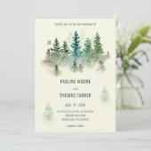 Invitation Aquarelle Misty Forest Retro Rustic Mariage (Debout devant)