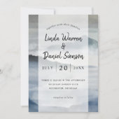 Invitation Aquarelle Misty mountain indigo bleu mariage Inv (Devant)