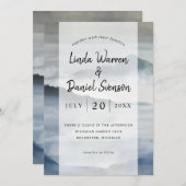 Invitation Aquarelle Misty mountain indigo bleu mariage Inv (Devant / Derrière)