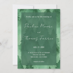 Invitation Aquarelle Misty Woodland Rustique Moderne