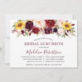 Invitation Aquarelle Mixte Floral Bourgogne Bridal Luncheon (Devant)