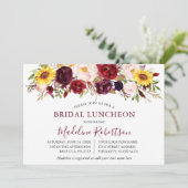 Invitation Aquarelle Mixte Floral Bourgogne Bridal Luncheon (Debout devant)