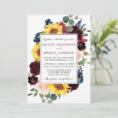 Invitation Aquarelle Mixte Floral Frame Photo Mariage (Debout devant)