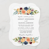 Invitation Aquarelle Mixte Floral Mariage (Devant / Derrière)