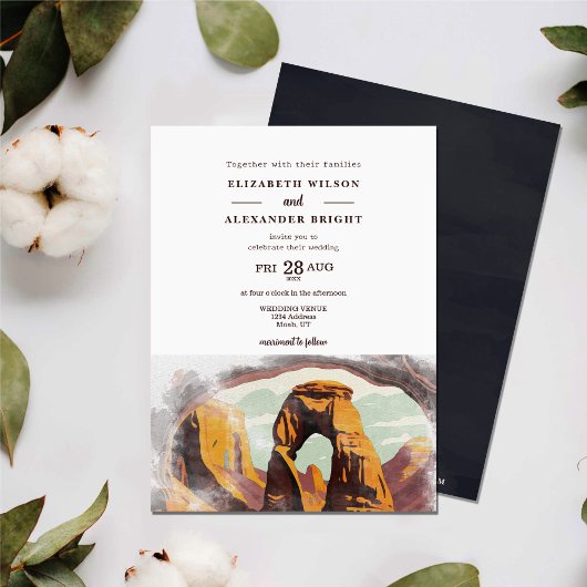 Invitation Aquarelle Moab Arches Park Utah Enregistrer la dat