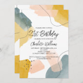 Invitation Aquarelle moderne 21ème anniversaire fête (Devant / Derrière)