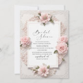 Invitation Aquarelle moderne 3D Fleurs roses Fête des mariées (Devant)