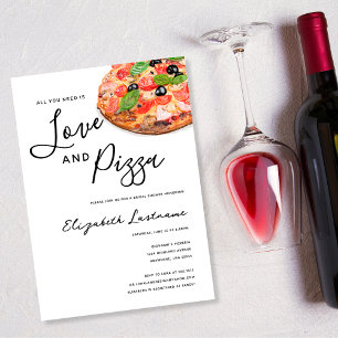 Invitation aquarelle moderne Amour et Pizza